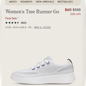 Allbirds Women's White and Gray Tree Runner Sneakers